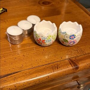 Partylite Floral Ceramic Tealight Holders - Multicolor